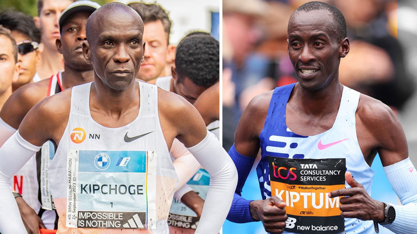 Eliud Kipchoge (left) and Kelvin Kiptum.