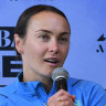 Caitlin Foord and Arsenal coach Jonas Eidevall in Melbourne.