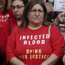 Infected blood campaigners gather in Parliament Square, London, ahead of the publication of the final report into the scandal.