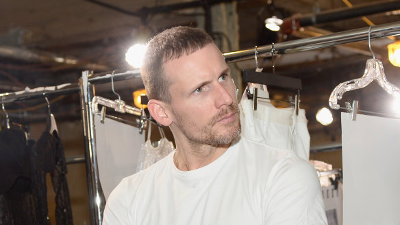 Designer Dion Lee prepares backstage for his fashion show during New York Fashion Week in February 2019.