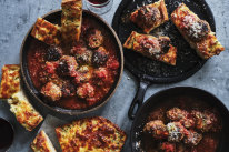 Serve these oven-baked meatballs with cheesy garlic bread.