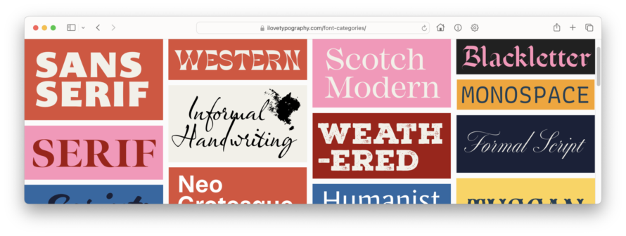 Discover your new favorite fonts by browsing visual font categories.