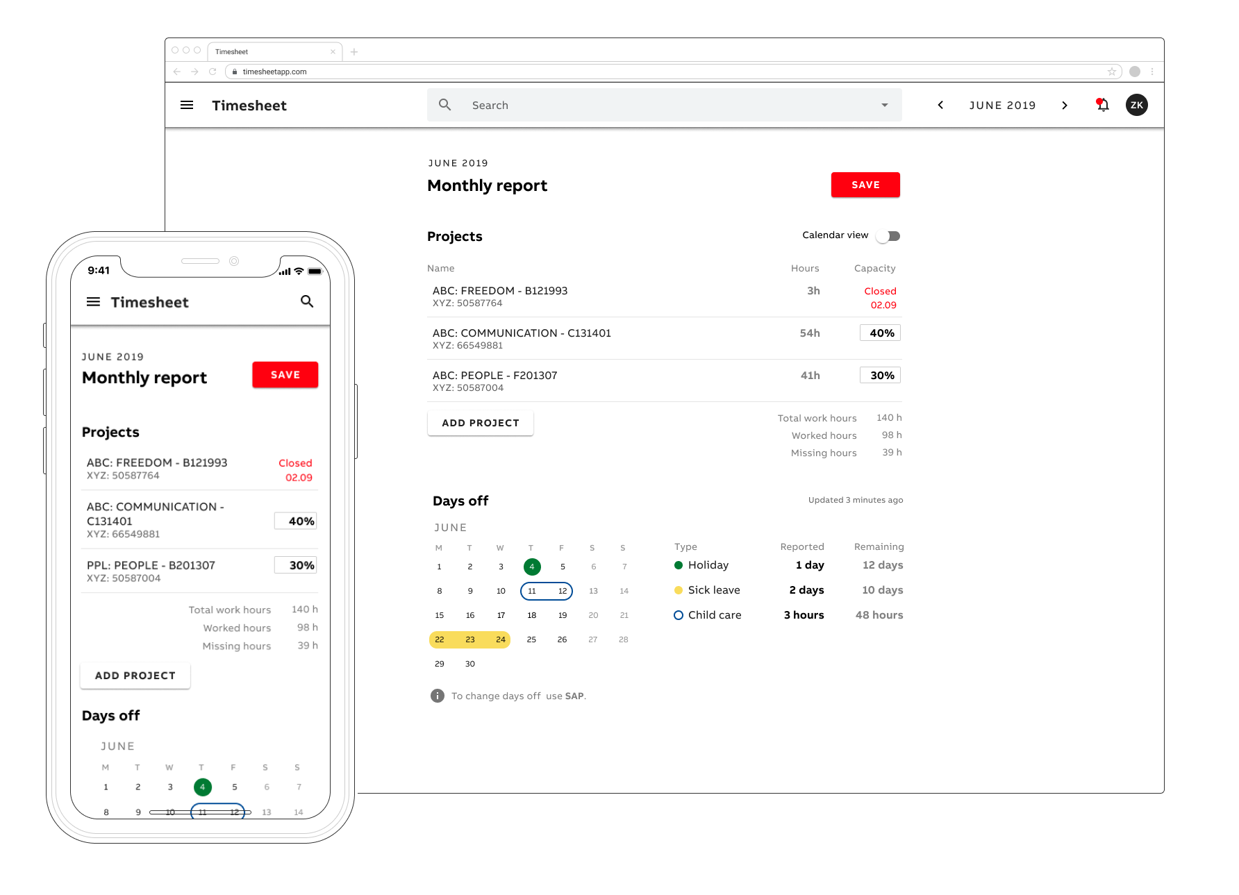 Project the timesheet app cover