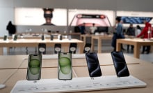 Apple products are offered for sale at an Apple store