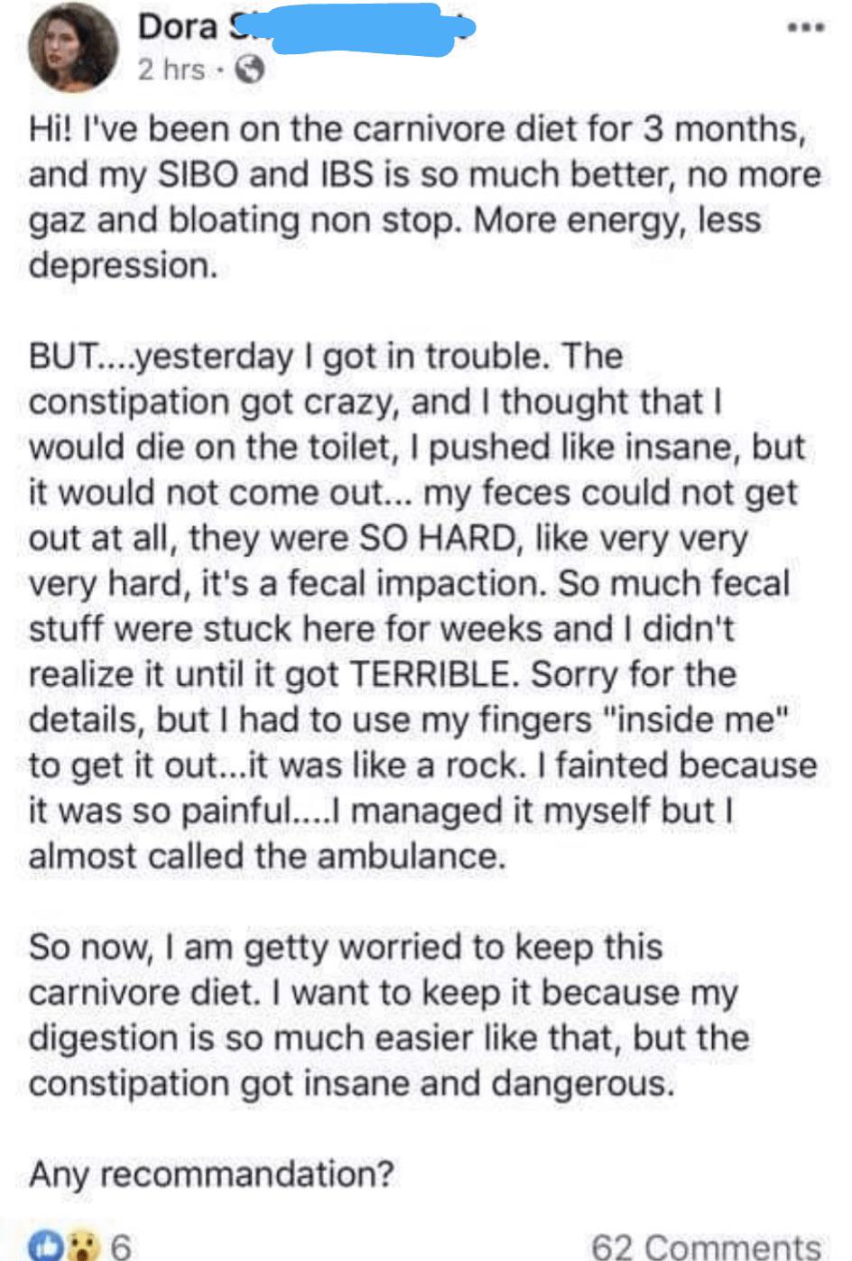 r/facepalm - Who could imagine that a diet completely devoid of fiber would have such deleterious effects?