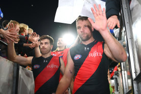 Essendon’s odd couple: Skipper Zach Merrett and star Jake Stringer.