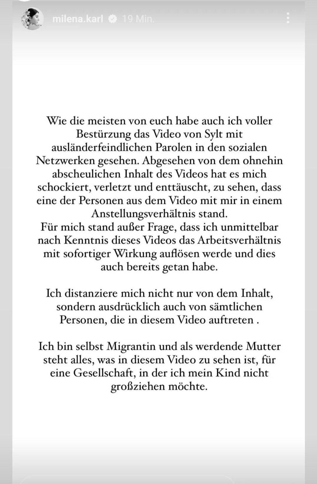 r/Laesterschwestern - Milena Karls Statement zur Sylt-Geschichte. 