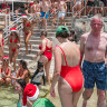 Revellers flock to Bronte pool for a Christmas Day bash.