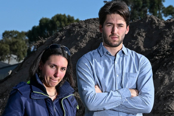 Liam Martin with his partner Aurora Busato on their land.