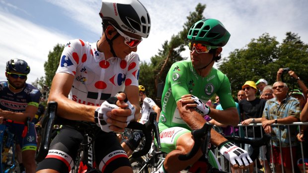 Sunweb teammates: King of the Mountains Warren Barguil and green jersey Michael Matthews.