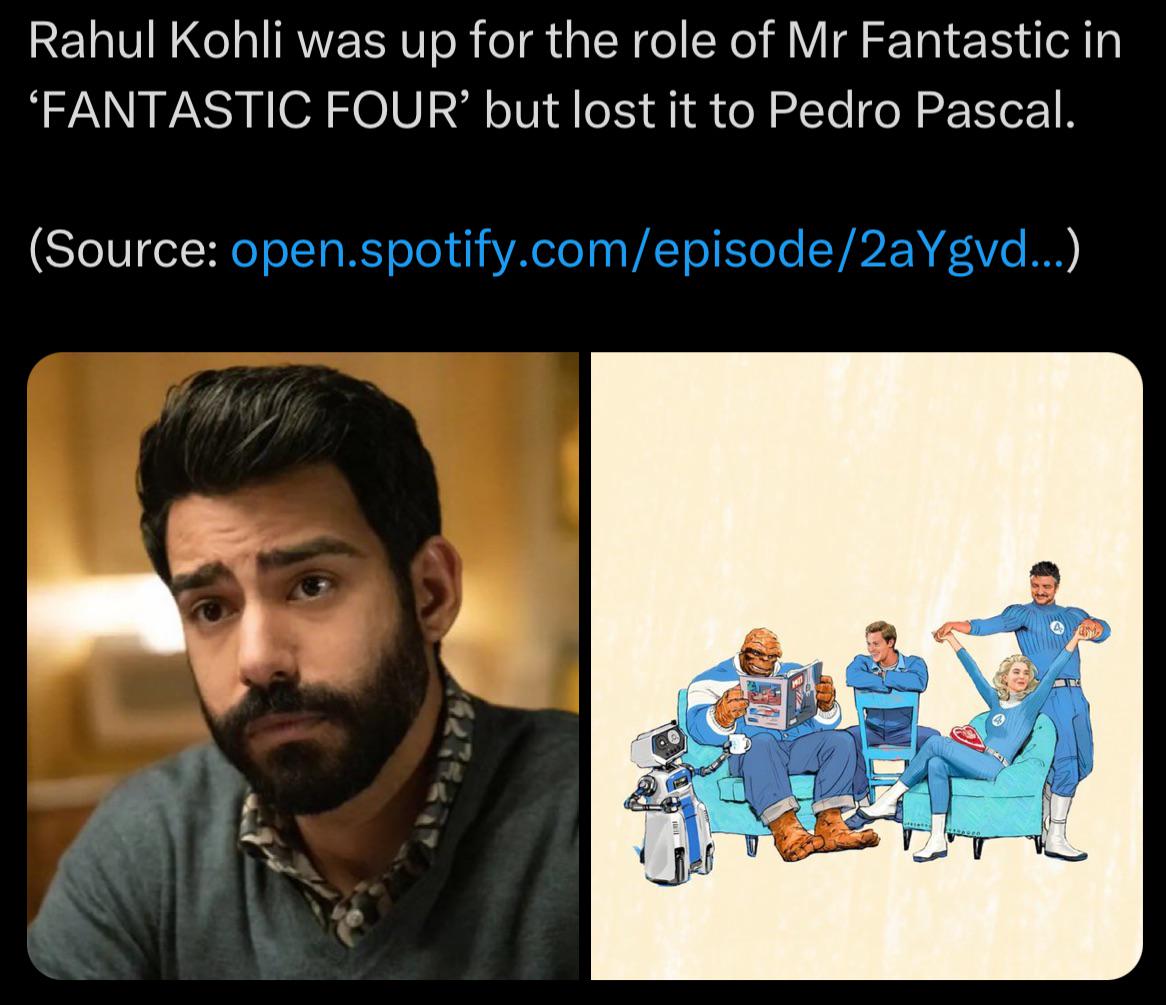 r/comicbookmovies - Rahul Kohli was up for the role of Mr Fantastic, but it went to Pedro Pascal instead. 