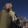 Students and supportrers attend a rally protesting Israel’s war in Gaza at an encampment at University of Sydney. 