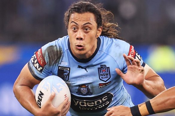 Jarome Luai playing for the Blues in 2022.