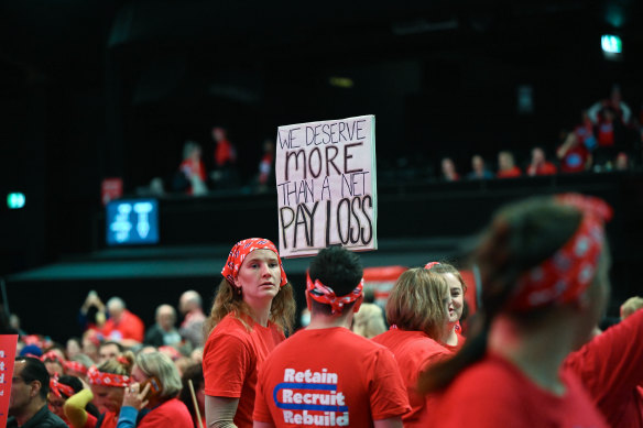 Victorian nurses, midwives and carers   met on Monday to vote on a new pay deal.