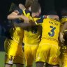 A dramatic finish to the A-League season saw Central Coast supporters invade the pitch after an extra-time thriller.