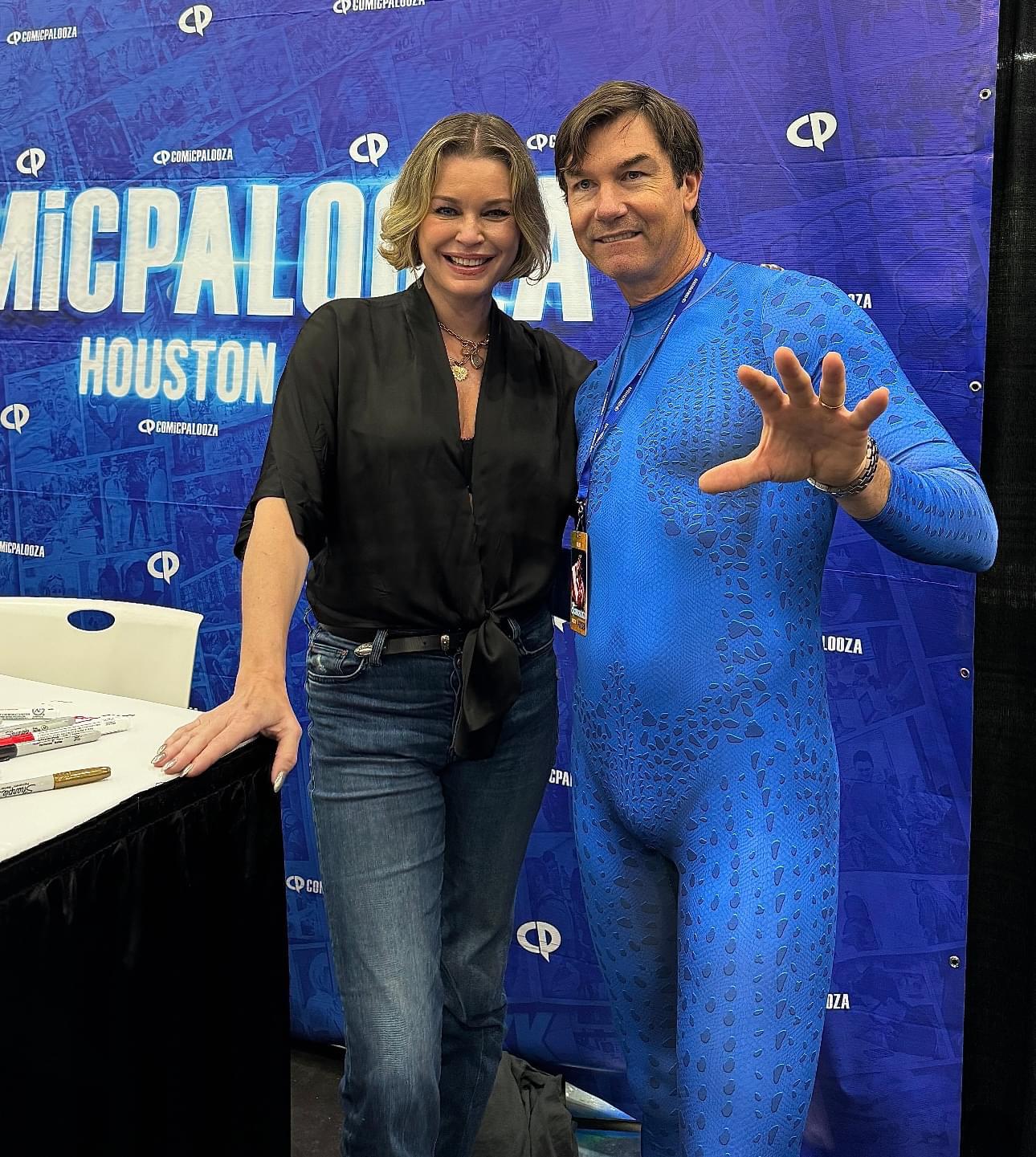 r/pics - Jerry O'Connell at Comicpalooza supporting his wife, Rebecca Romijn dressed as Mystique