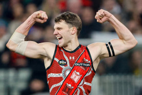 Essendon defender Jordan Ridley was best on ground in his first game of the season.