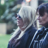 Kallista Mutten (left) arrives at the NSW Supreme Court in Parramatta to give evidence at the trial of Justin Stein accused of murdering her nine-year-old daughter Charlise Mutten.