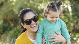 Moonee Ponds local Haylin Nunez and her 18-month-old daughter Cecilia Nunez enjoy a morning out at Queens Park.