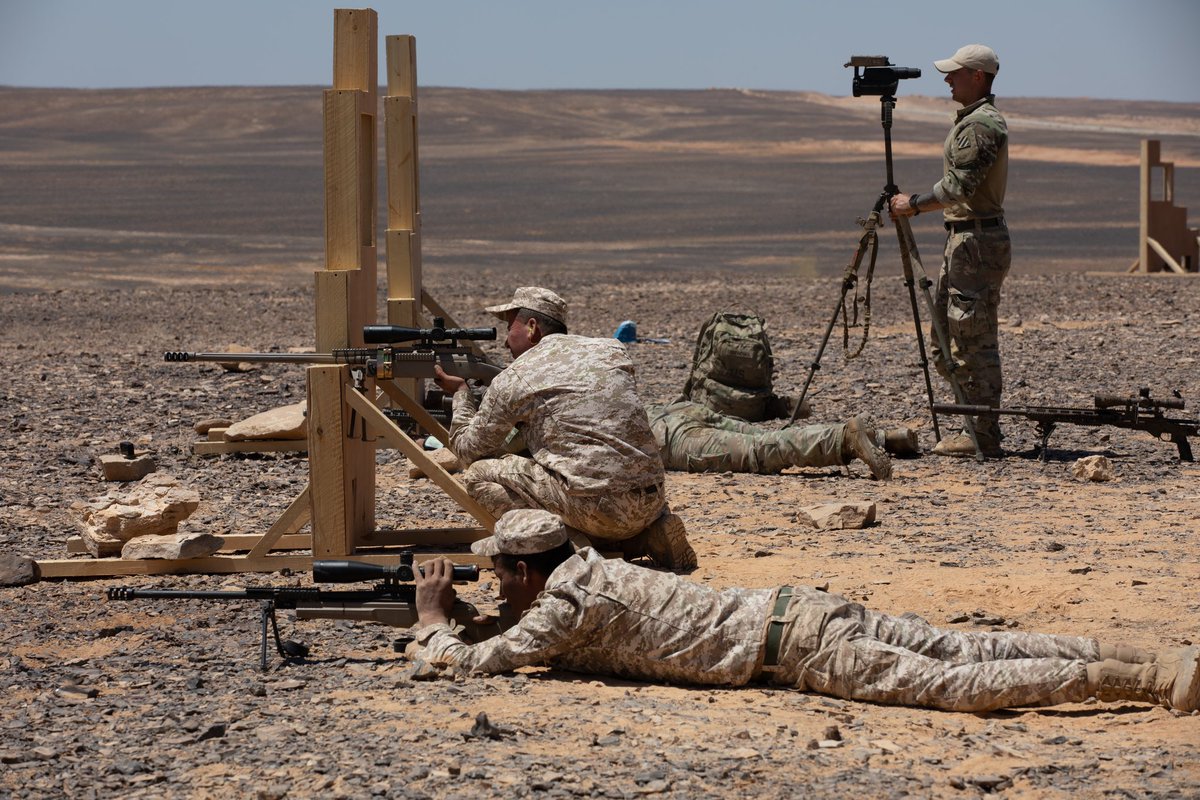 U.S. Army soldiers, Jordanian Armed Forces service members, and U.K. Army service members compete in the Eager Lion 2024 sniper competition.

#EagerLion24 is an operationally focused exercise addressing the complexities of irregular warfare, counter insurgency, stability, and… https://t.co/p0cvjAohai https://t.co/4pGX3f98RK