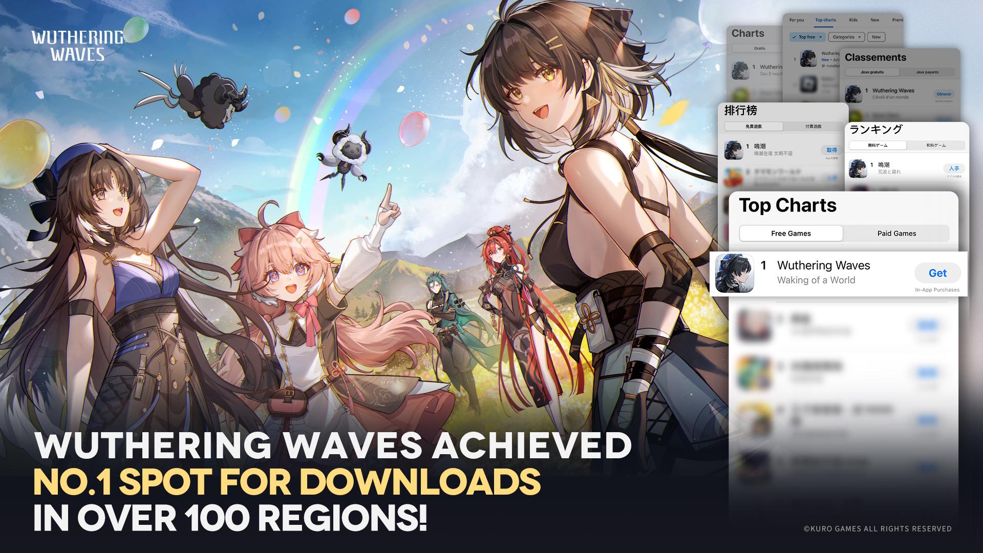 r/WutheringWaves - We're excited to announce that Wuthering Waves has achieved the No.1 spot for downloads on the Top Charts in over 100 regions! We appreciate all of your support!