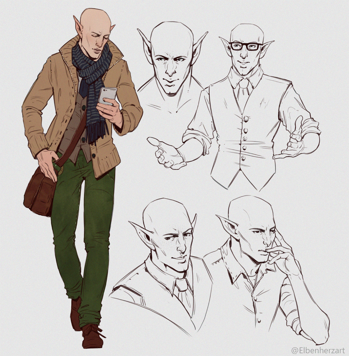 elbenherzart:
?Professor Solas AU anyone? :P
Actually you can read the fic this drawing is based on here.
It?s written by the wonderful and amazing @pikapeppa !
He?d probably teach history, art and/or language. I?d imagine him as a strict but kind...