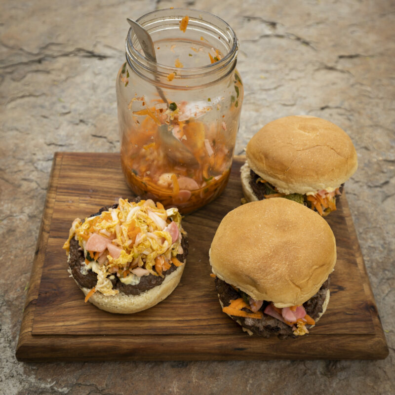 BURGERS WITH QUICK KIMCHI