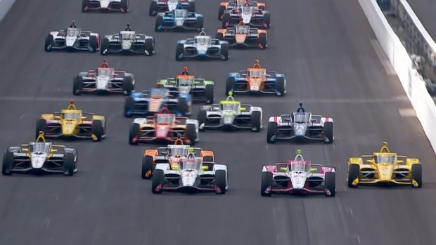 Scott McLaughlin's three-wide pass for Indy 500 lead