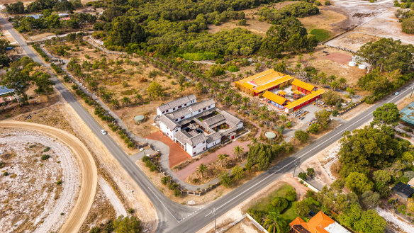 An aerial view of the two properties in Banjup. 