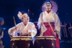 Traditional taiko drums on the stage. 