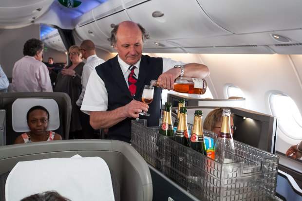 The laws that apply on flights can vary and can affect things like who can be served alcohol.