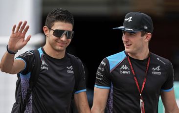 Esteban Ocon and Jack Doohan of Alpine F1 arrive at the track during practice ahead of the F1 Grand Prix of Japan at Suzuka Circuit in 2023.