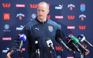 NSW Blues coach Michael Maguire speaks to the media.