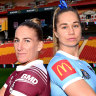 Queensland captain Ali Brigginshaw and her NSW counterpart Kezie Apps.