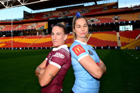 Queensland captain Ali Brigginshaw and her NSW counterpart Kezie Apps.