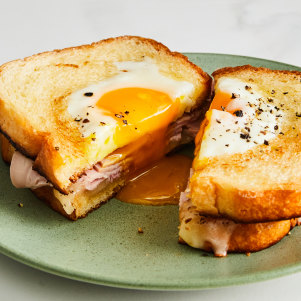 Egg-in-a-nest sandwich.