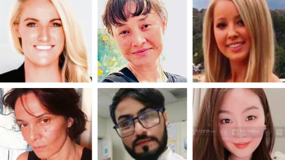 The six people killed in the Westfield Bondi Junction stabbing attack: (clockwise from top left) Ashlee Good, Jade Young, Dawn Singleton, Yixuan Cheng, Faraz Tahir and Pikria Darchia.