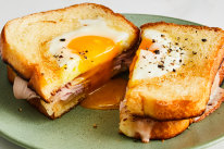 Egg-in-a-nest sandwich.