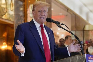 Former US President Donald Trump speaks during a news conference at Trump Tower, Friday, May 31, 2024, in New York. 