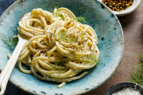 This creamy fennel sauce comes together in a blender.