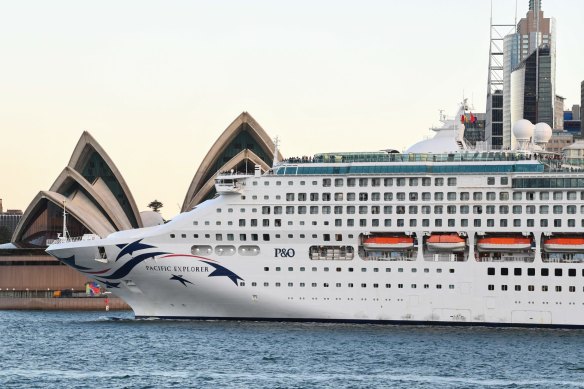 Pacific Explorer in Sydney. The ship was the first to resume cruising from Australian waters after the COVID-era ban was lifted.