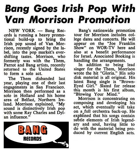 Van Morrison - Blowin'  Your Mind LP (Billboard 2 sep 1967)