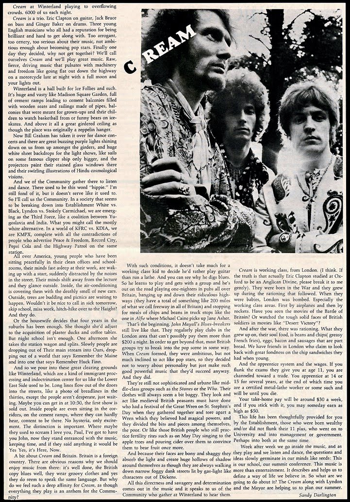 Cream Article Billboard Magazine 1968