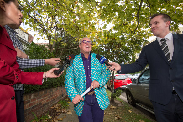 Former Geelong Mayor Darren Lyons speaking to the media after his council was sacked in 2016 by the Andrews government.