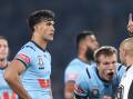 Referee Ashley Klein sends off Joseph-Aukuso Sua'ali'i in Origin I on Wednesday night. Picture Getty Images