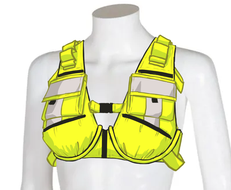 derinthescarletpescatarian:
“dkettchen:
“ cursed construction core hi vis bra that came to me in a dreamIn the dream I saw it in the window display of a hardware/DIY/trade shop, implying it was meant to be a practical garment designed for actual...