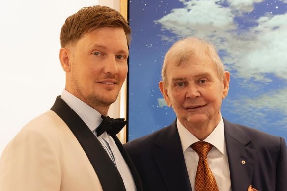 Rob and John Farnham, at the weekend wedding of the singer’s son.