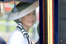 Catherine, Princess of Wales, arrives at Trooping the Colour at Buckingham Palace.