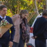 Deputy Premier Cameron Dick at the scene of the house fire in his electorate.