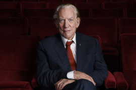 FILE - Actor Donald Sutherland appears at the Academy of Motion Picture Arts and Sciences in Beverly Hills, Calif., on Oct. 13, 2017. Sutherland, the towering Canadian actor whose career spanned “M.A.S.H.” to “The Hunger Games,” has died at 88.  (Photo by Chris Pizzello/Invision/AP, File)